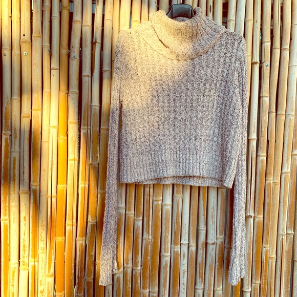 Free People Sweaters - Free People Knit Cropped Turtleneck Sweater Pink